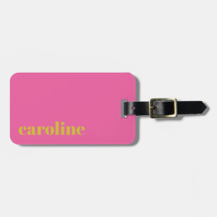 Bold Bright Pink and Yellow Modern Personalised  Luggage Tag