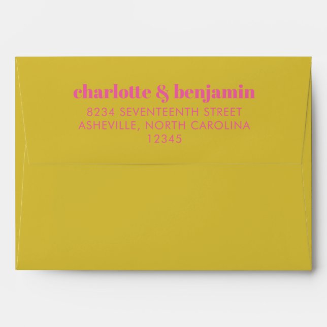 Bold Bright Pink and Yellow Typography Modern Envelope (Back (Top Flap))
