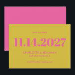 Bold Bright Pink and Yellow Typography Modern  Save The Date<br><div class="desc">Bold Bright Pink and Yellow Typography Modern Save the Date</div>