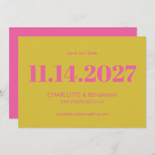 Bold Bright Pink and Yellow Typography Modern  Save The Date