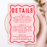 Bold Bright Pink Red Squiggle Wavy Retro Wedding