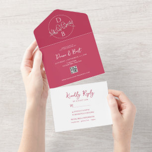 Bold Bright Pink Wedding All In One Invitation