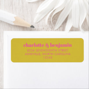Bold Bright Pink Yellow Couple Return Address Return Address Label