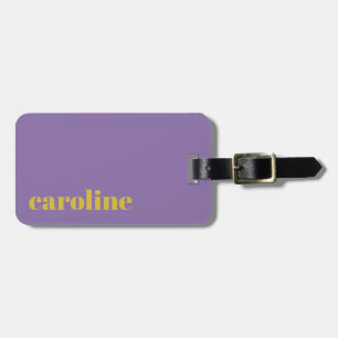 Bold Bright Purple and Yellow Modern Personalised Luggage Tag
