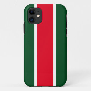 Bold Bright Red White Forest Green Racing Stripes iPhone 11 Case