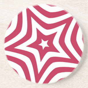 Bold & Bright Red & White Star in a Vector Pattern Coaster