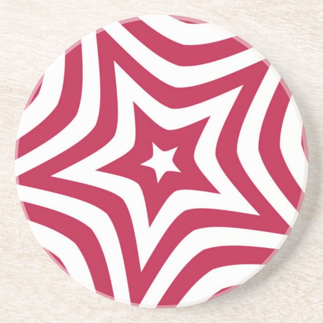 Bold & Bright Red & White Star in a Vector Pattern Coaster (Front)