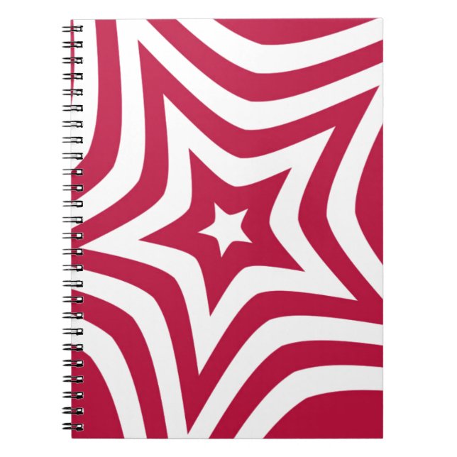 Bold & Bright Red & White Star in a Vector Pattern Notebook (Front)