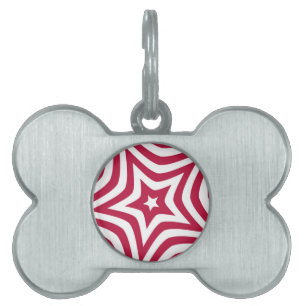 Bold & Bright Red & White Star in a Vector Pattern Pet ID Tag