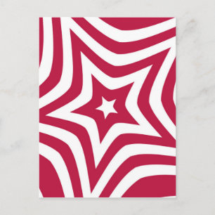 Bold & Bright Red & White Star in a Vector Pattern Postcard
