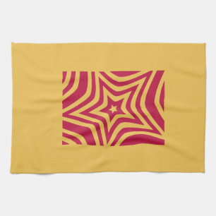 Bold & Bright Red & White Star in a Vector Pattern Tea Towel