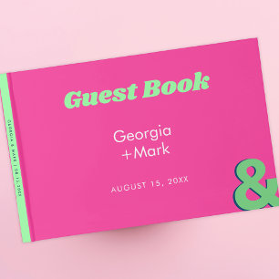 Bold & Bright Retro Ampersand Pink Fuchsia Wedding Guest Book