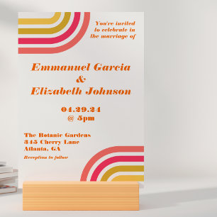 Bold & Bright Retro Rainbow Wedding Invitation