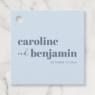 Bold Bright Soft Blue Chic Modern Wedding Favour Tags
