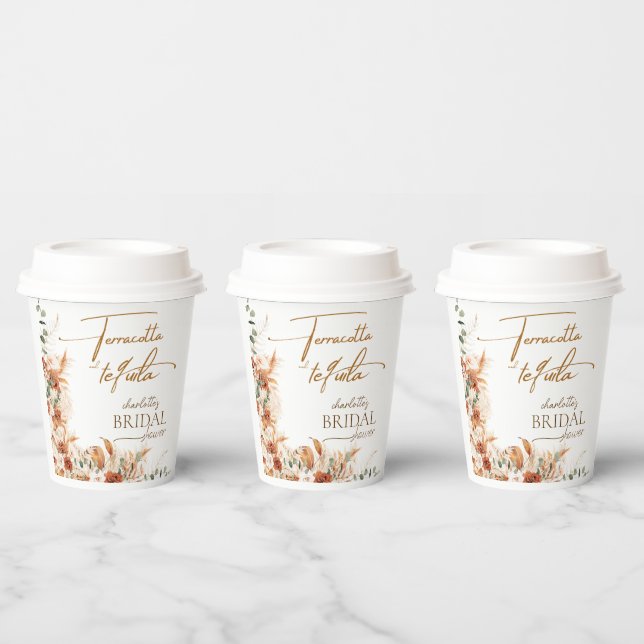 Bold Bright Terracotta and Tequila Bridal Shower Paper Cups (Multi)