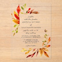 Bold Bright Watercolor Autumn Leaves Wedding
