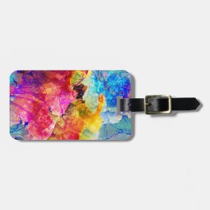 Bold & Bright Watercolor Floral Pattern Luggage Tag