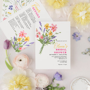 Bold Bright Wild Flowers Bridal Bachelorette Invitation