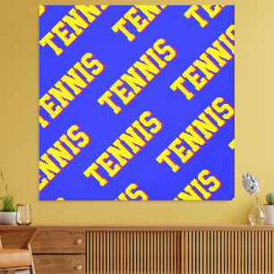 Bold Bright Yellow Purple Repeat PICKLELBALL Text Canvas Print