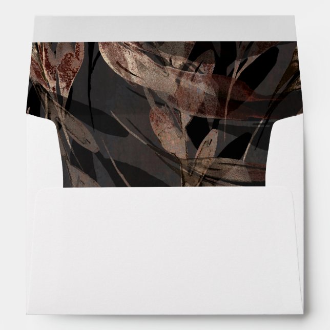 Bold Bronzy Floral Botanical Chic Wedding  Envelope (Back (Bottom))
