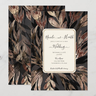 Bold Bronzy Floral Botanical Chic Wedding  Invitation
