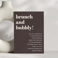 Bold Brown Modern Brunch Bubbly Bridal Shower
