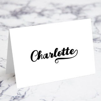 Bold Brush Script E Swash Name Place Cards