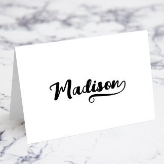 Bold Brush Script N Swash Name Place Cards