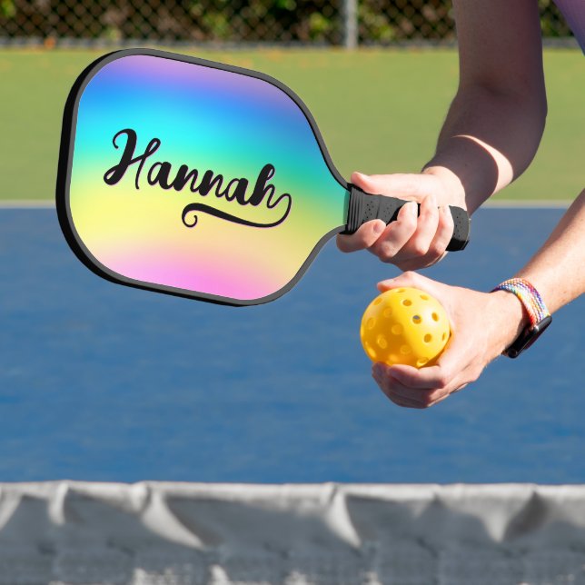 Bold Brush Script Name Ends with H Holographic Pickleball Paddle (Insitu)