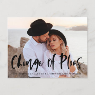 Bold Brush Script Photo Change of Plans Announcement Postcard