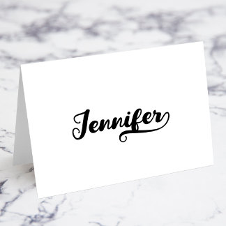 Bold Brush Script R Swash Name Place Cards