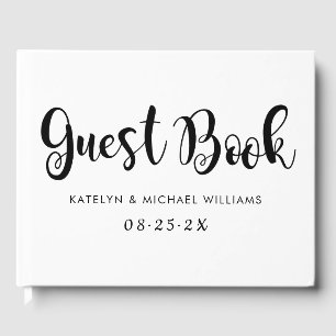 Bold Brush Script Wedding Monogram Guest Book