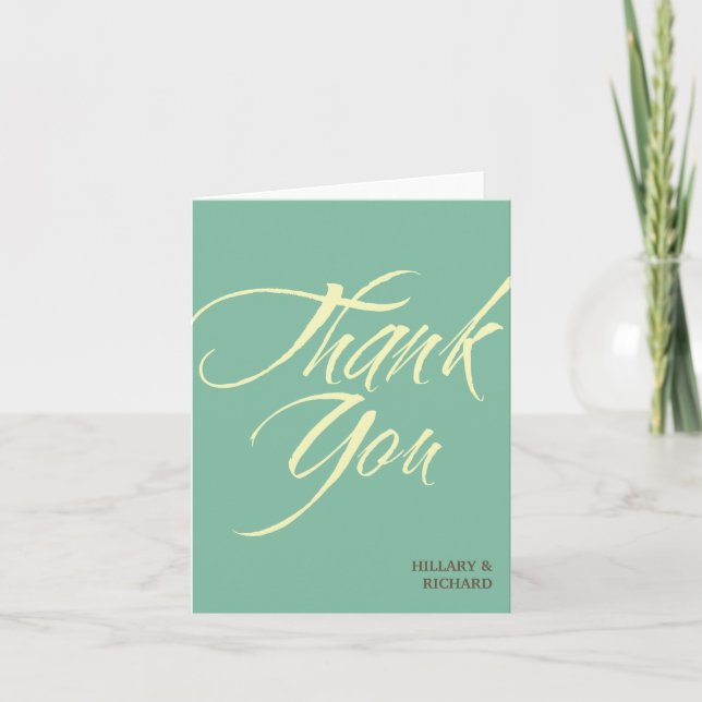 Bold brush stroke teal green thank you cards (Front)