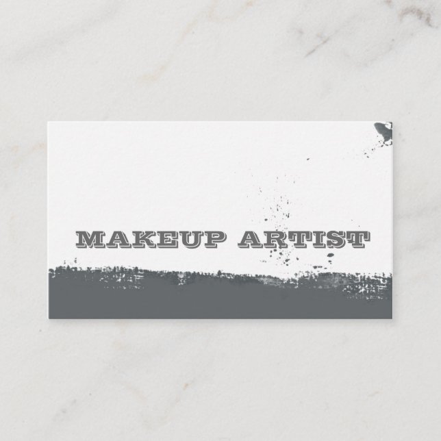 Bold Brushstrokes Abstract Grey Paint Splatters Business Card (Front)