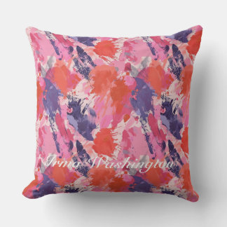 Bold Brushstrokes Splashes in Coral Pink 4 Cushion