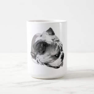 Bold bulldog profile in crisp monochrome coffee mug