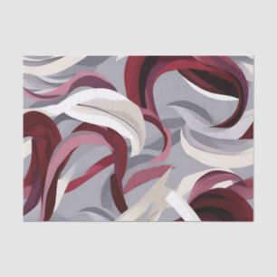 Bold Burgundy Brushstrokes on Grey Background Tissue Paper
