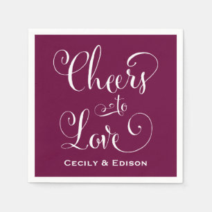 Bold Burgundy Cheers to Love Wedding Napkin