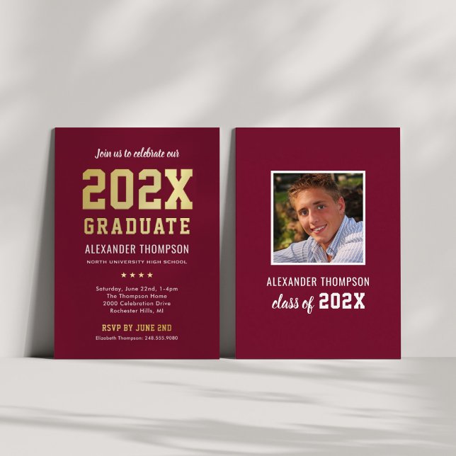 Bold Burgundy Gold 2026 Grad Graduation Party (Creator Uploaded)