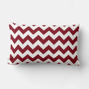 Bold Burgundy Wine & White Chevron Zig-Zag Pattern Lumbar Cushion