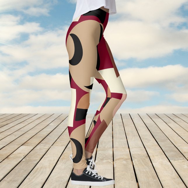 Bold Burnt Orange Colourful Abstract Pattern Leggings (Bold Burnt Orange Colorful Abstract Pattern Leggings)