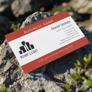 Bold Burnt Orange White Your Logo One Sided Business Card