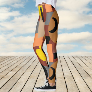 Bold Burnt Umber Colourful Abstract Pattern Leggings