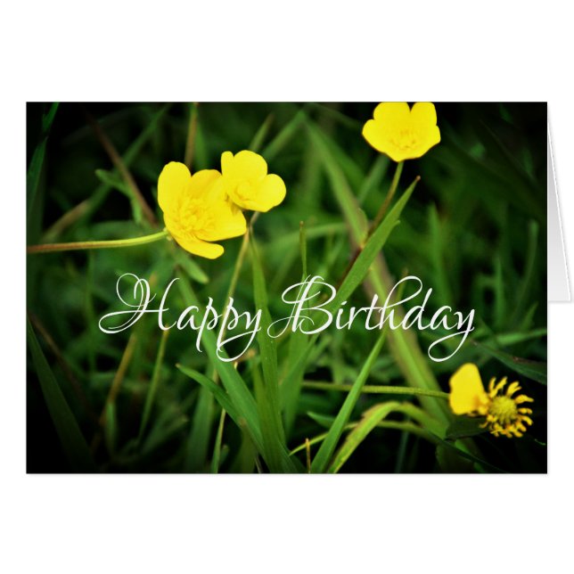 Bold Buttercups and Blades of Grass Happy Birthday (Front Horizontal)