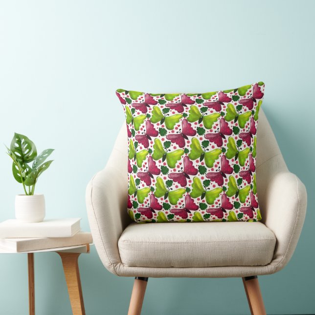 Bold Butterfly Floral Pattern with Hearts Cushion (Chair)