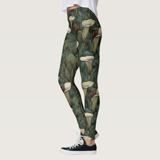 Bold Calla Lilies Accent Active Maternity Leggings (Left)