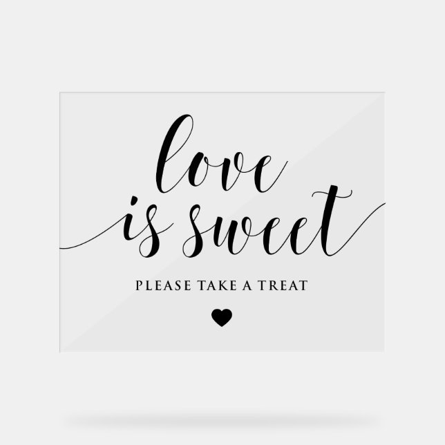 Bold Calligraphy Love is Sweet Wedding Acrylic Sign (Front)