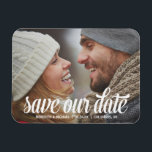 Bold Calligraphy | Photo Save the Date Magnet<br><div class="desc">This gorgeous,  full-bleed photo save the date features a bold retro-style calligraphy and the text "Save our date" - customise with your wedding details and favourite photo.</div>