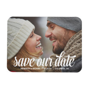 Bold Calligraphy   Photo Save the Date Magnet