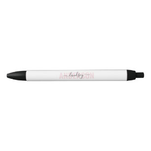 Bold Calligraphy Pink Personalised Black Ink Pen